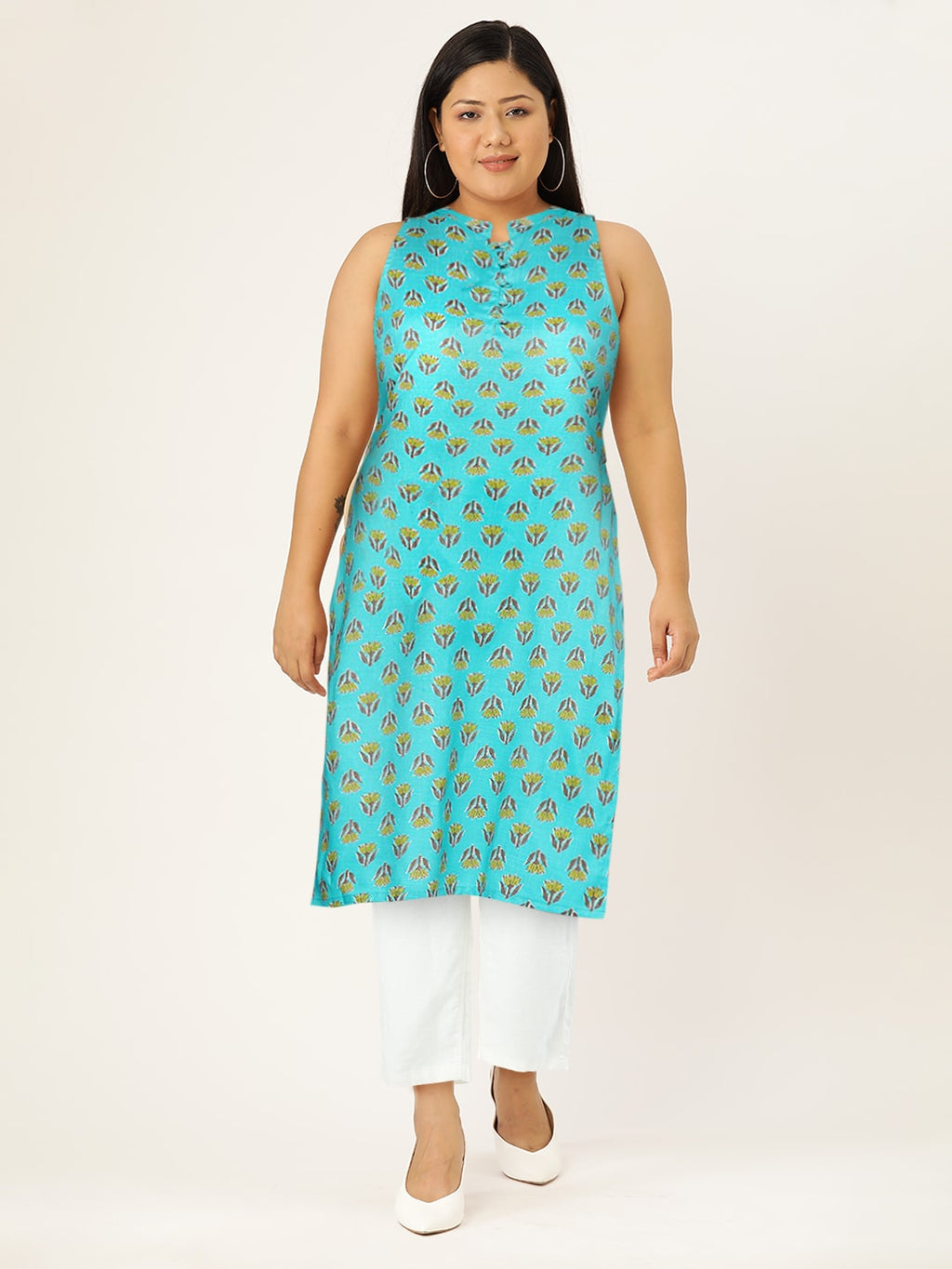 HERE&NOW Ethnic Motifs Printed Straight Kurta | Grocsy