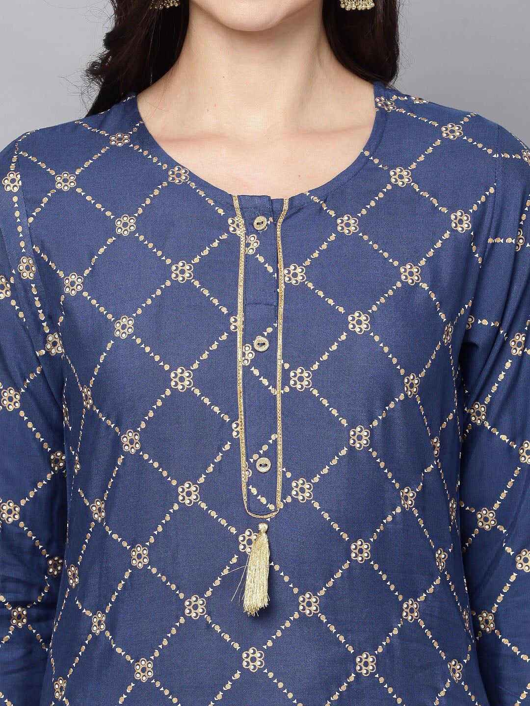 HERE&NOW Women Printed Kurta with Trousers & With Dupatta | Grocsy