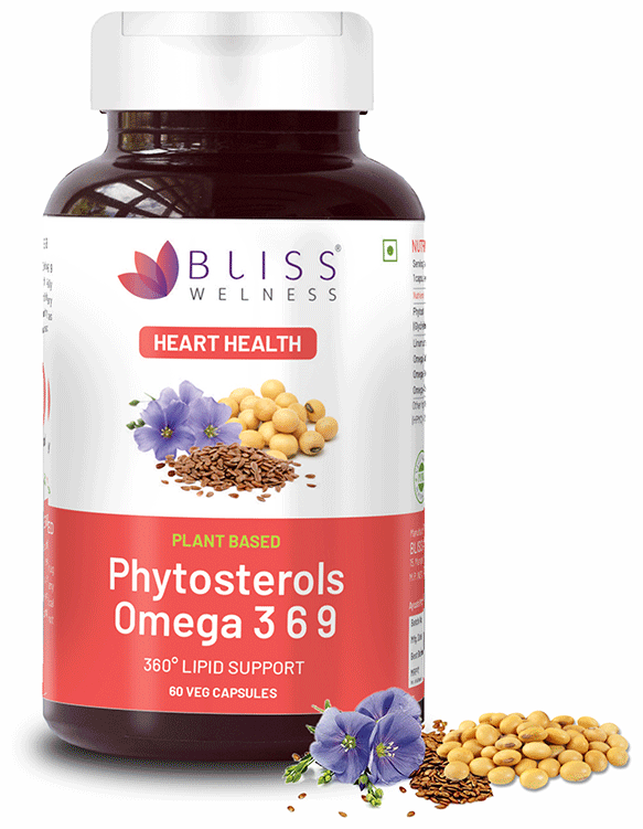 Bliss Welness Heart Health Phytosterols Omega 3 6 9 Veg Capsule Vegicap | Grocsy