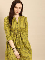 All About You Women Green Printed Pure Cotton Kurti with Palazzos | Grocsy