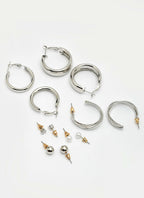 NVR Women's Set of 6 Silver-Plated Contemporary Hoop Earrings | Grocsy