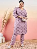 Sztori Printed V-Neck Straight Kurta With Trouser | Grocsy