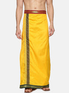Sethukrishna Men Yellow Solid Readymade Dhoti | Grocsy