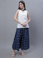 TAG 7 Women Mid-Rise Floral Printed Flared Ethnic Pure Cotton Palazzos | Grocsy