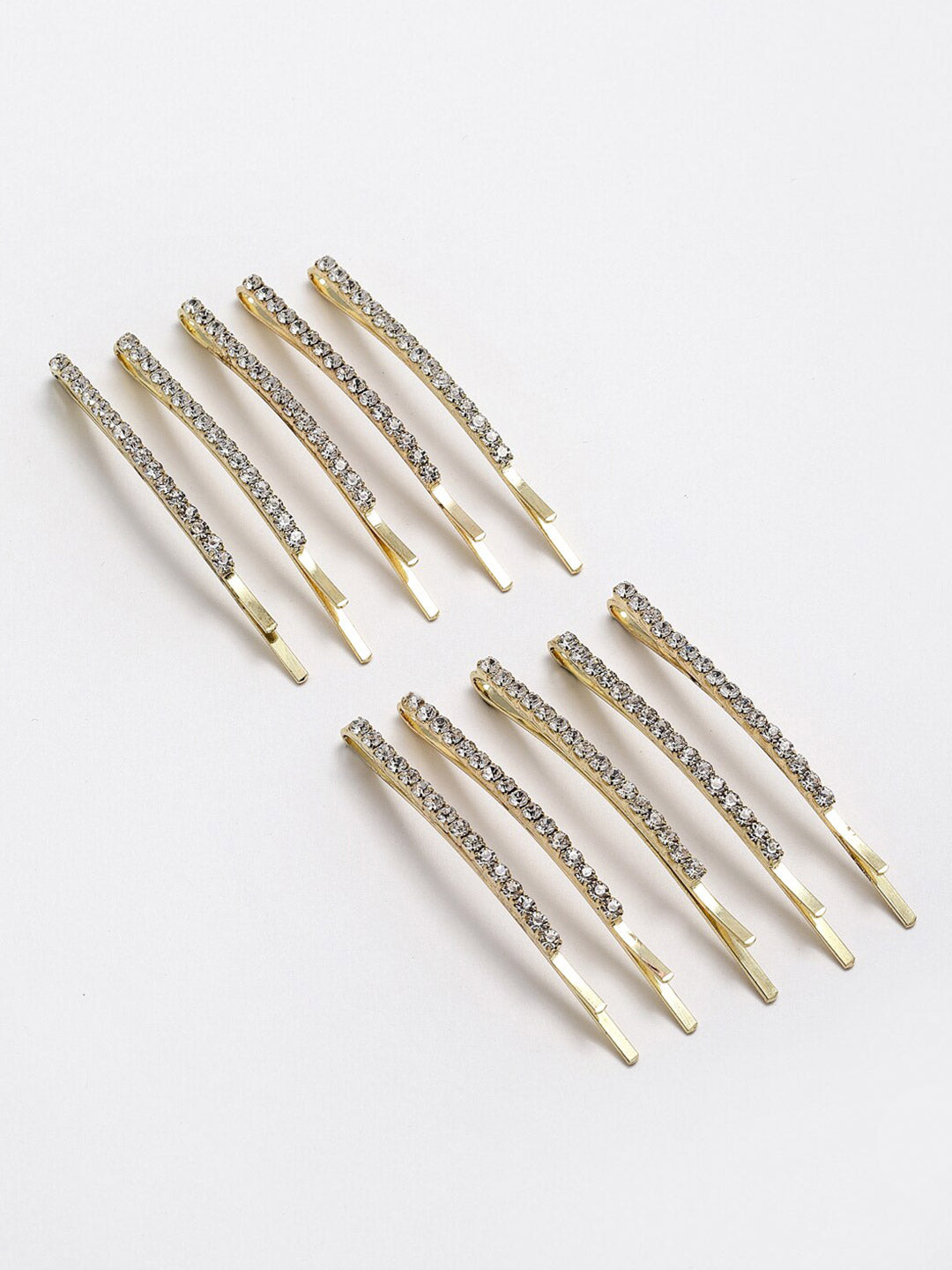 Panash Set of 10 Women Gold-Toned Embellished Bobby Pins | Grocsy
