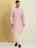 House of Pataudi Men Paisley Embroidered Sequinned Thread Work Jashn Kurta with Churidar | Grocsy