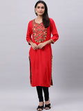 Souchii Women Ethnic Motifs Yoke Design Mirror Work Kurta | Grocsy