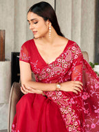 Tikhi Imli Floral Embroidered Chiffon Heavy Work Saree | Grocsy