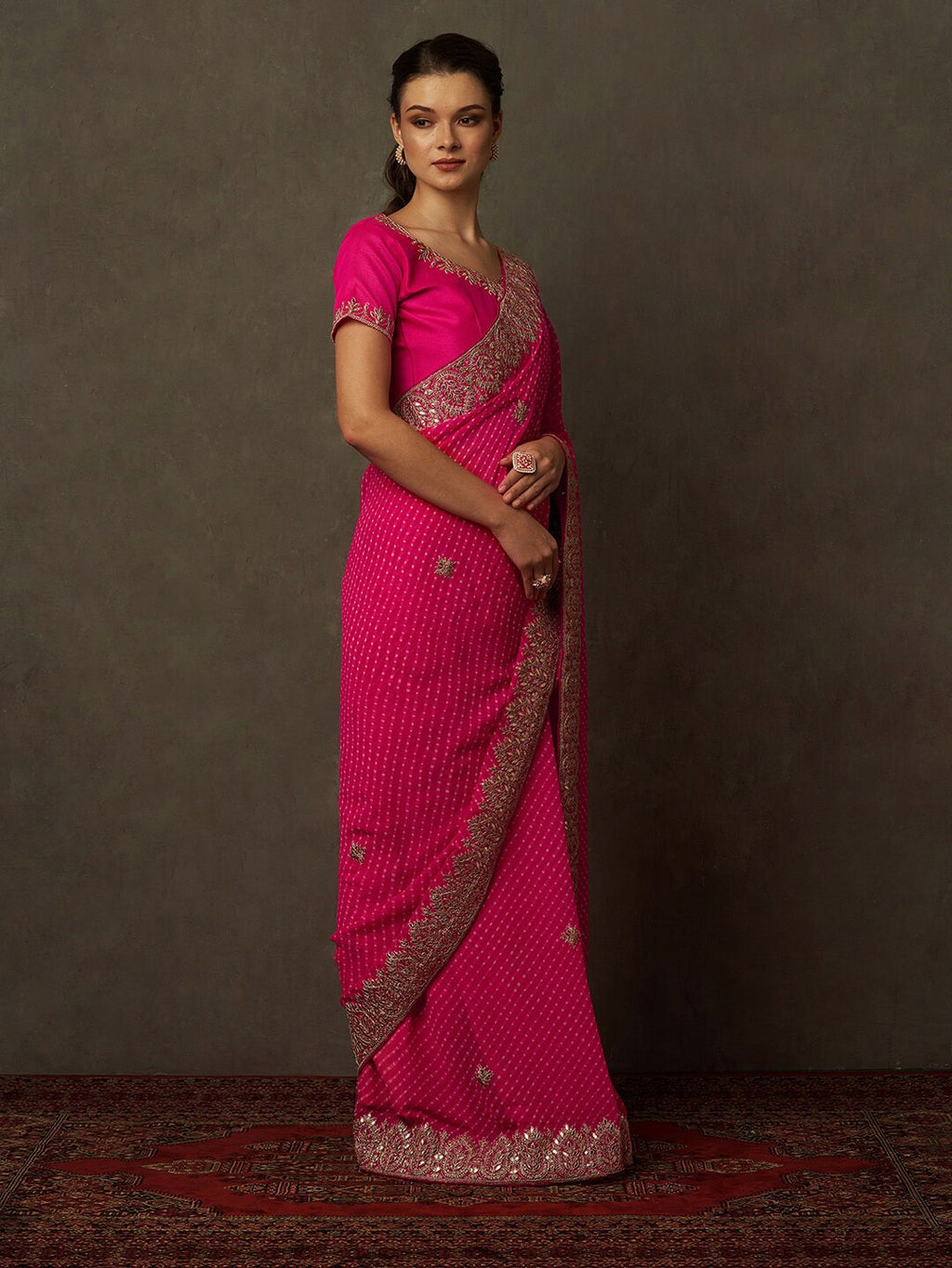 Saree Mall Bandhani Embroidered Pure Georgette Bandhani Sarees | Grocsy