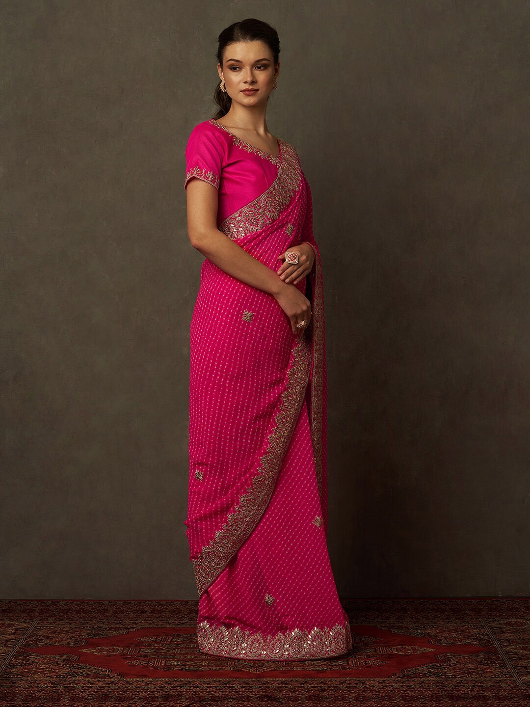 Saree Mall Bandhani Embroidered Pure Georgette Bandhani Sarees | Grocsy