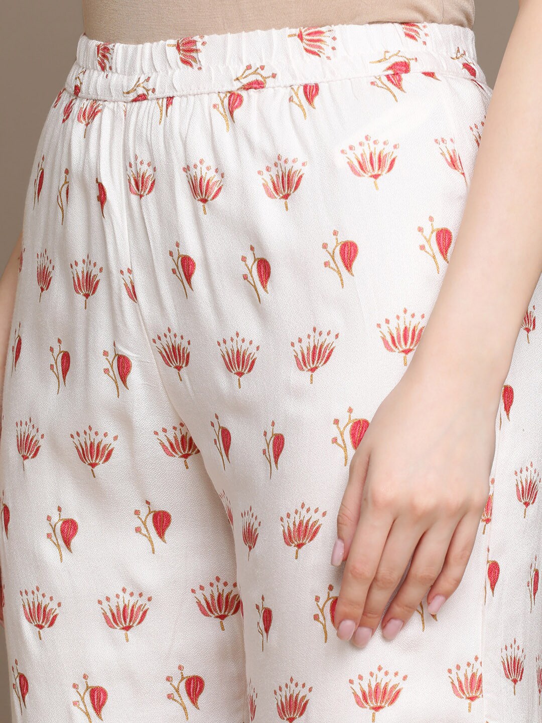 HERE&NOW Floral Embroidered Top with Sharara & Dupatta | Grocsy