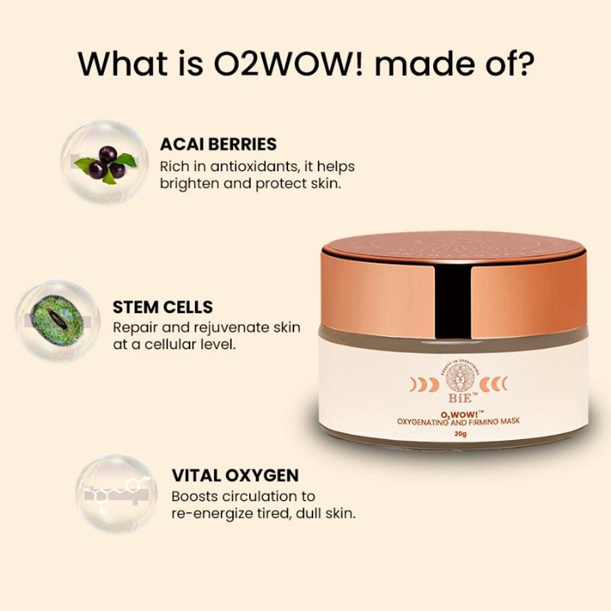 BiE O2wow!- Oxygenating & Firming Mask | Grocsy
