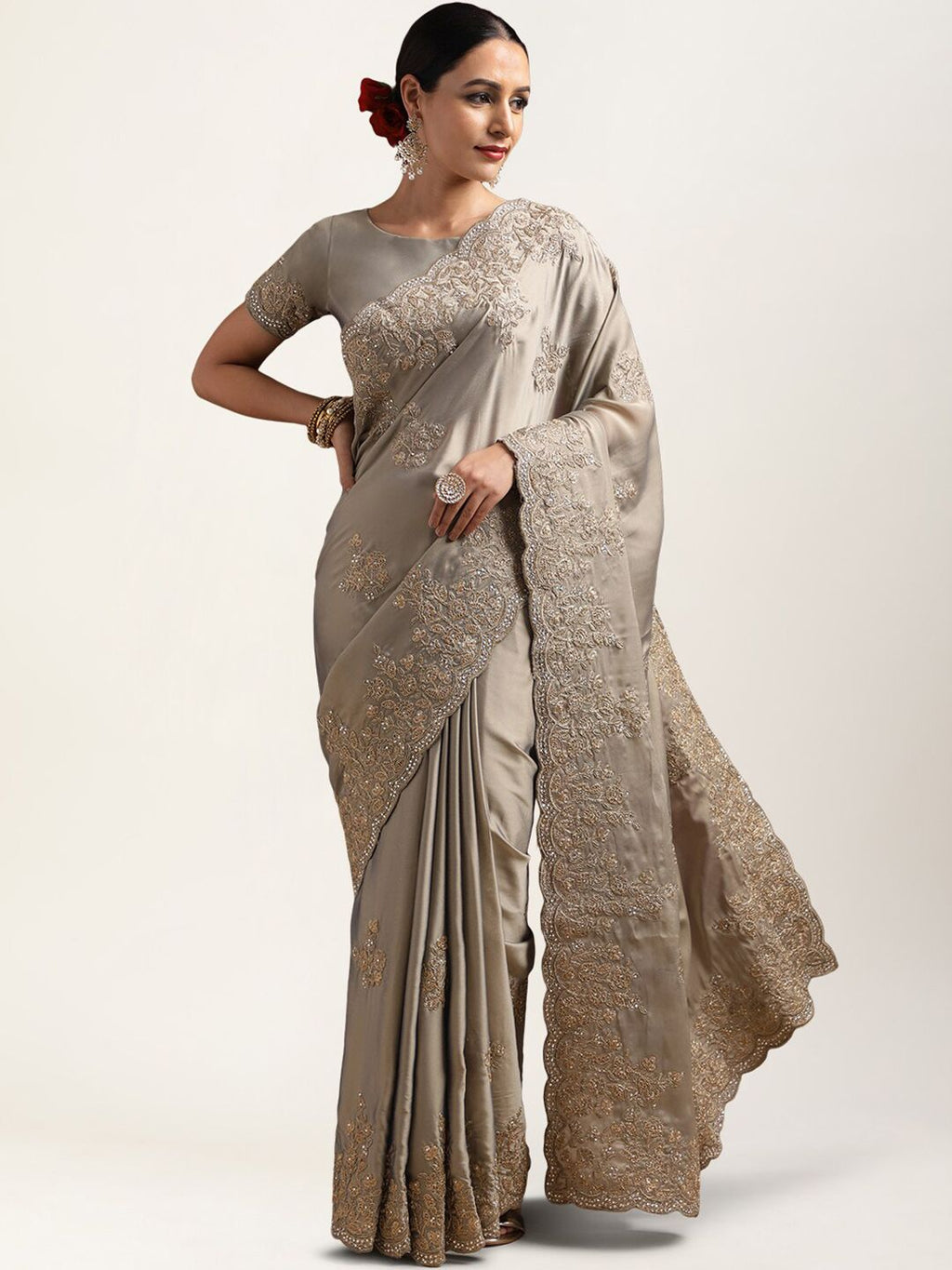 kasee Sequinned Embellished Pure Silk Saree | Grocsy