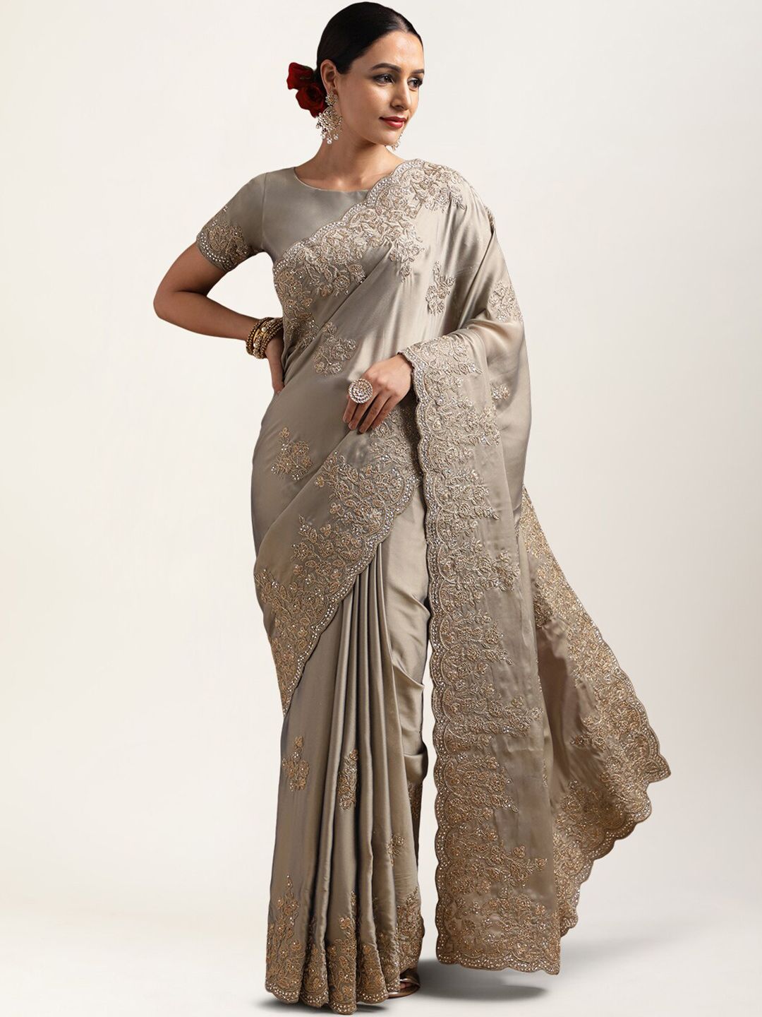 kasee Sequinned Embellished Pure Silk Saree | Grocsy