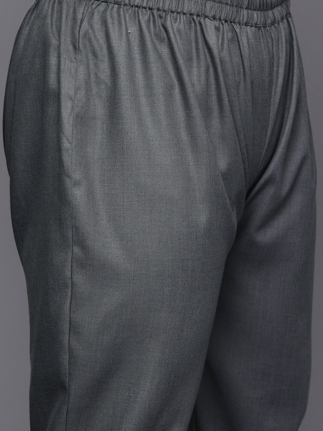 Sztori Long Sleeves V-Neck Cotton Regular Kurta with Trousers | Grocsy