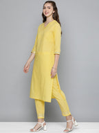 HERE&NOW Women Regular Gotta Patti Pure Cotton Kurta with Trousers | Grocsy