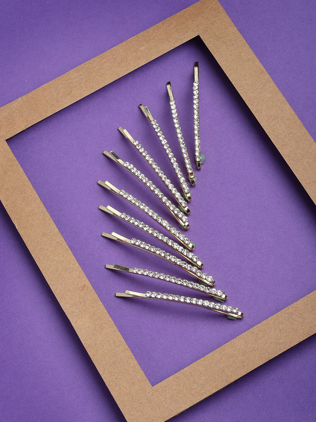 Panash Set of 10 Women Gold-Toned Embellished Bobby Pins | Grocsy