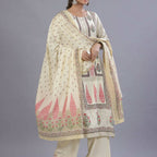Juniper Women Yellow Rayon Printed Kurta, Pants and Dupatta Set | Grocsy
