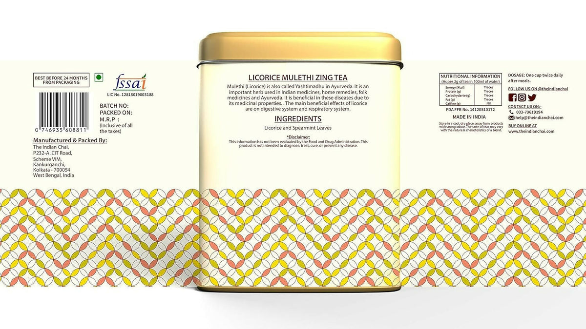 The Indian Chai - Licorice Mulethi Zing Tea 30 Pyramid Tea Bags | Grocsy