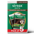 Streax Insta Shampoo Hair Colour for Women & Men, Dark Brown 3 | Grocsy