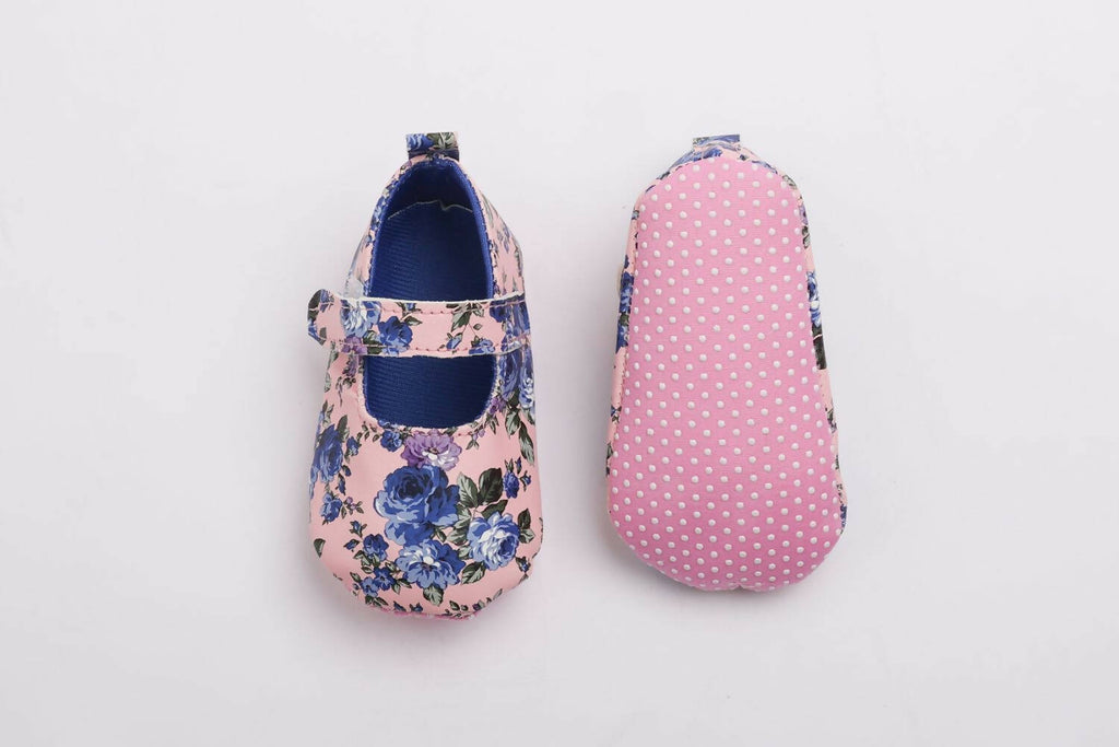 Tiny Bugs Girls Flowral Print Infants Booties - Blue | Grocsy