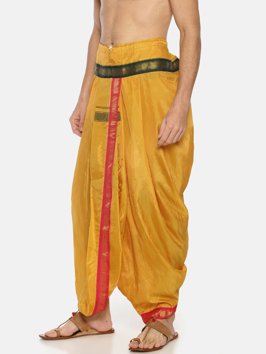 Sethukrishna Mustard Yellow Solid Readymade Dhoti Pant For Men | Grocsy