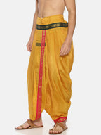 Sethukrishna Mustard Yellow Solid Readymade Dhoti Pant For Men | Grocsy
