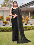 Tikhi Imli Black Striped Sequinned Saree | Grocsy