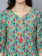 HERE&NOW Women Green Floral Printed Kurta Set | Grocsy