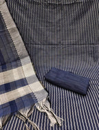 Blue Cotton Jacquard Woven Unstitched Dress Material - Amara | Grocsy