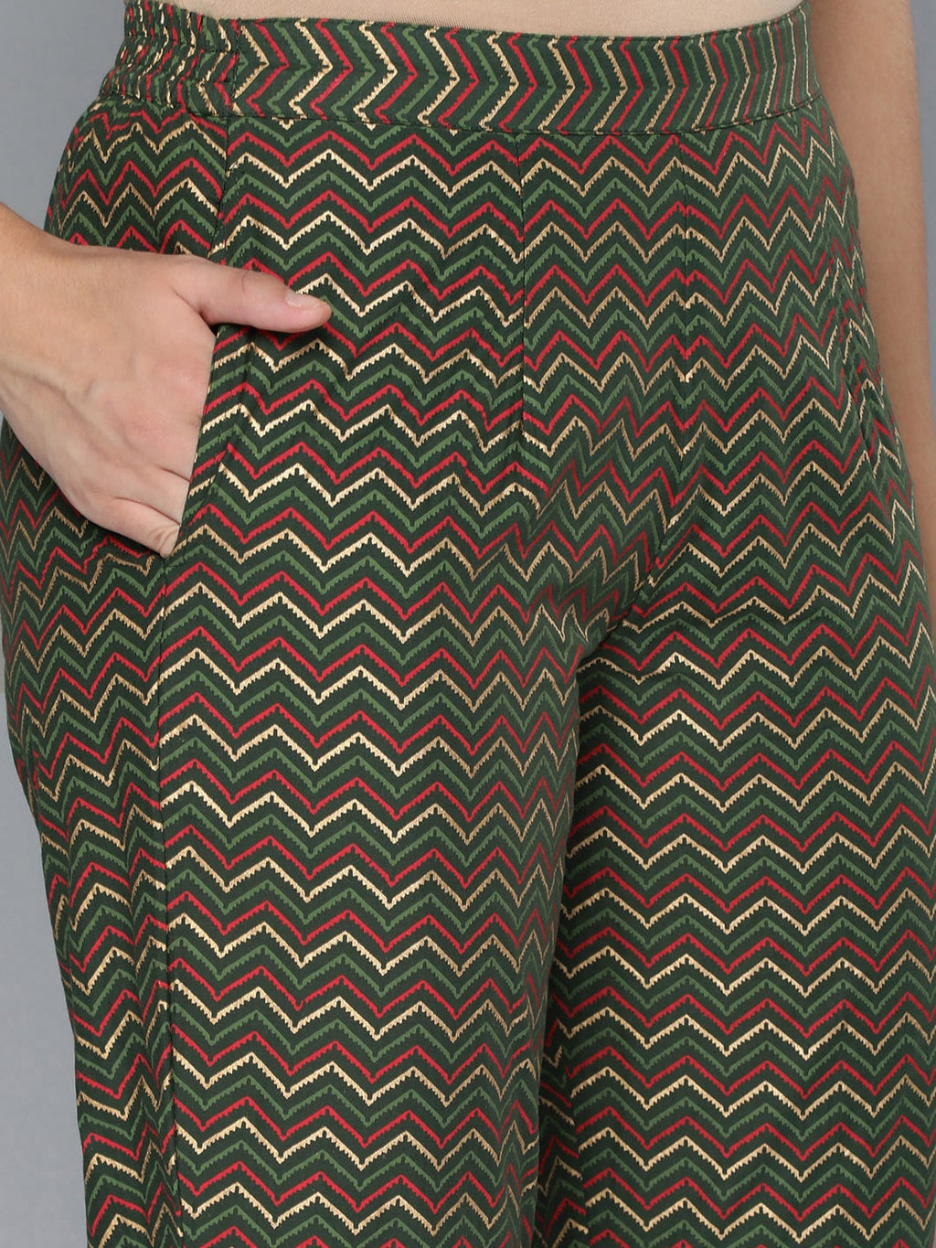 HERE&NOW Ethnic Motifs Printed Gotta Patti Pure Cotton Kurta With Trousers & With Dupatta | Grocsy