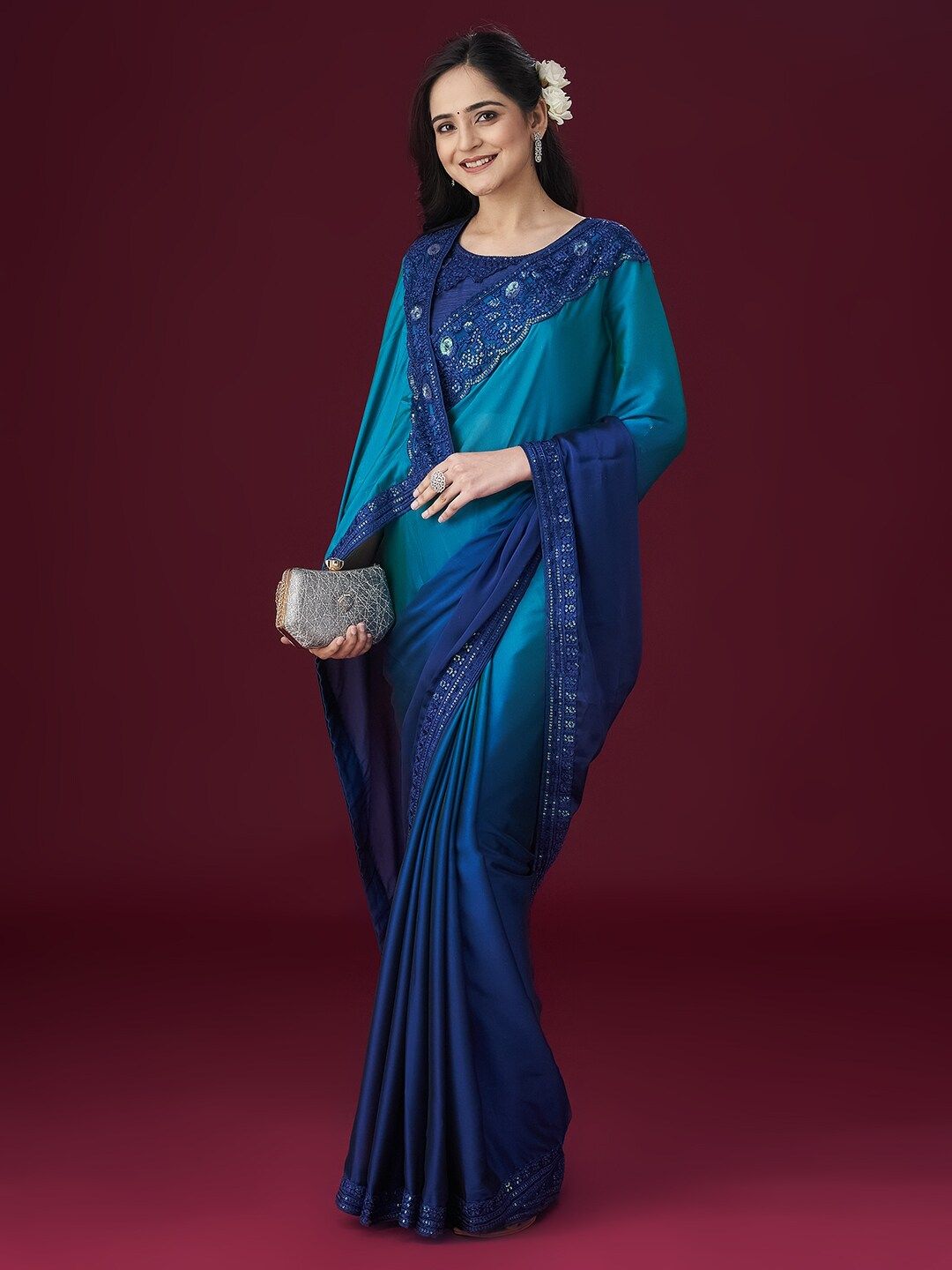 kasee Embroidered Sequinned Saree | Grocsy