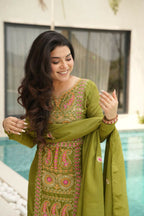 Joban Fashion Perot Kurta Set Silk Sequins , Zari, Coding & Thread Embroidered work | Grocsy