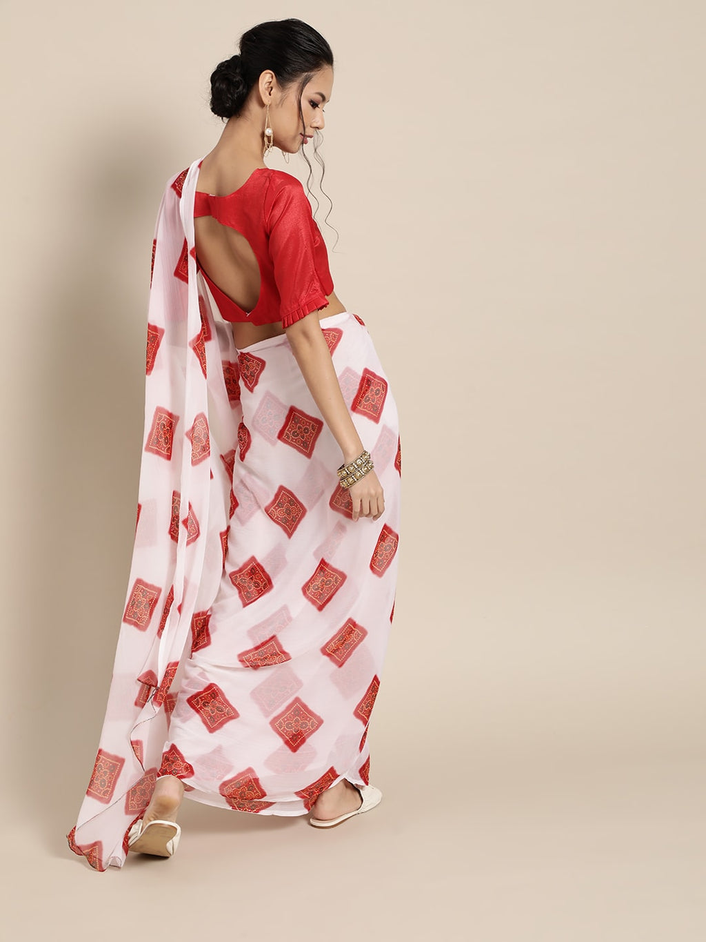 Saree Mall Bandhani Poly Chiffon Saree | Grocsy