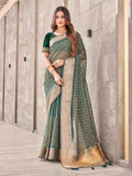 Tikhi Imli Olive Floral Embroidered Zari Organza Saree | Grocsy