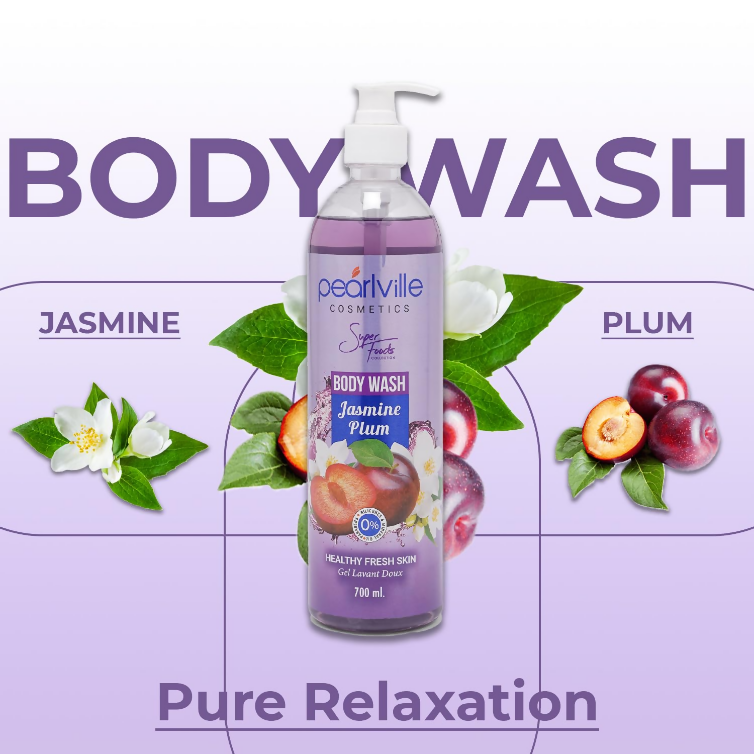Pearlville Super Foods Collection Jasmine Plum Body Wash | Grocsy