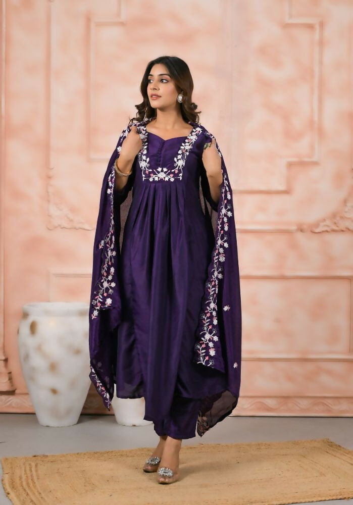 Ethnic Festive Wear Viscose Reyon Blue Stitched Suit With Dupatta - Anbazaar | Grocsy