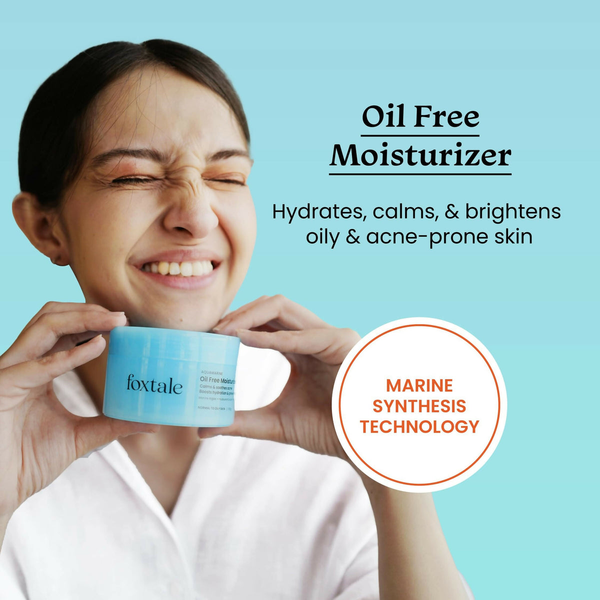 Foxtale Oil-Free Gel Moisturizer with Hyaluronic Acid & Niacinamide - Boosts Hydration, Brightens Skin, Soothes Acne | Grocsy