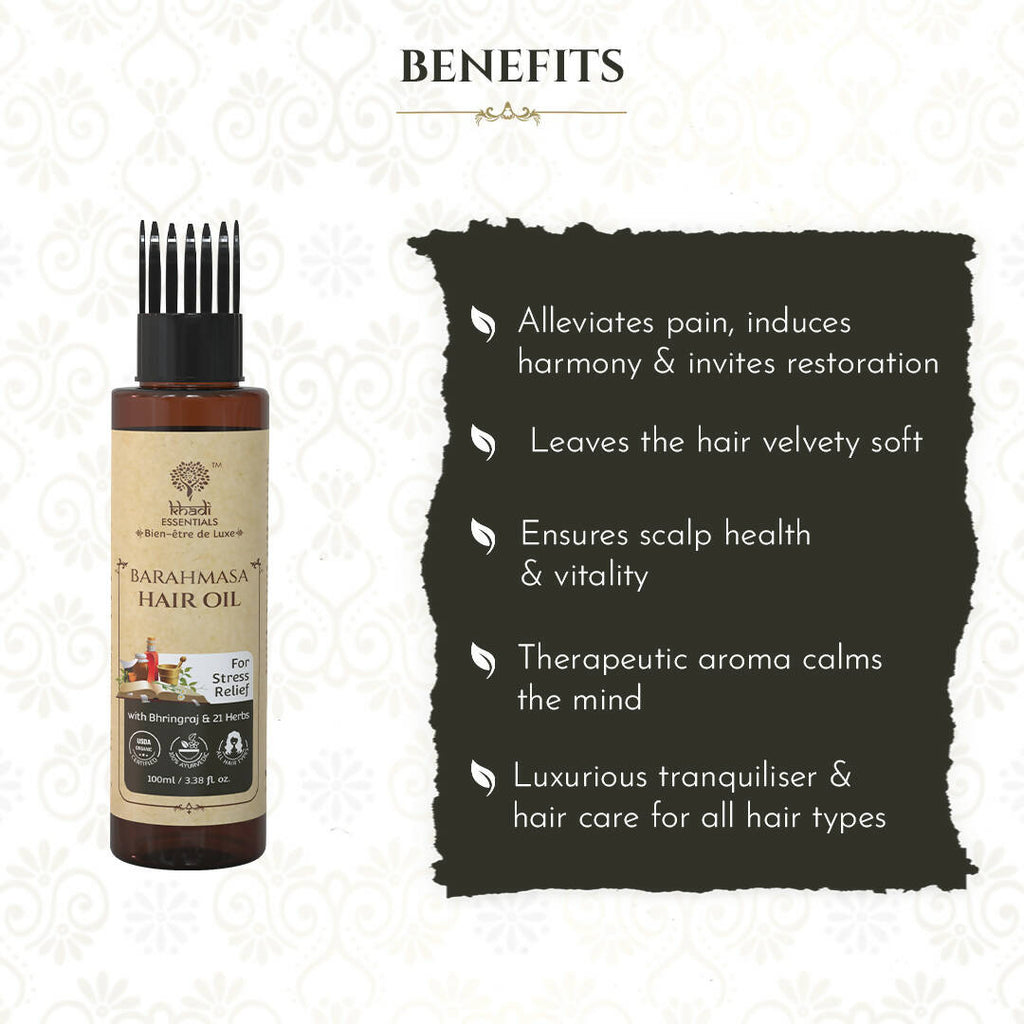 Khadi Essentials Barahmasa Hair Oil | Grocsy