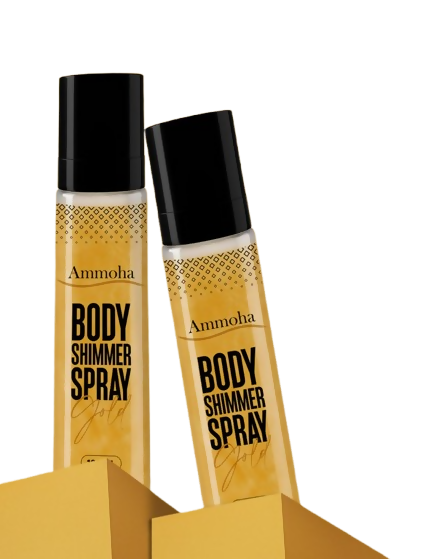 Ammoha Cosmetics Golden Body Shimmer Spray with aloe vera extract | Grocsy