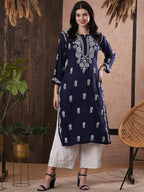 ADA Women Ethnic Motifs Printed Thread Work Kurta | Grocsy