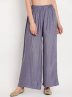TAG 7 Women Grey Solid Flared Palazzos | Grocsy