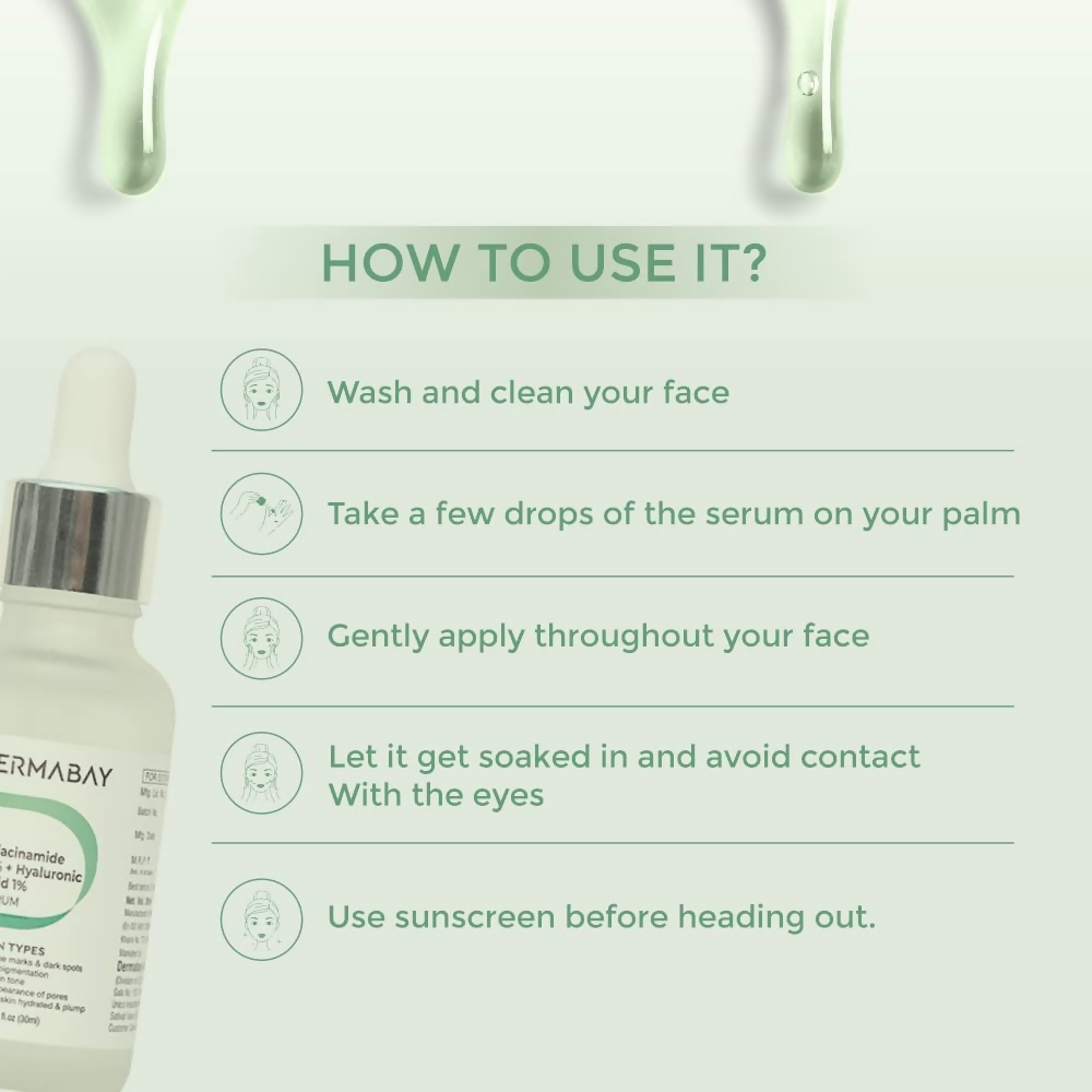 Dermabay Niacinamide 5%+ Hyaluronic acid 1% Serum | Grocsy