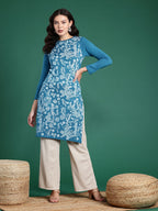 Sangria Floral Printed Knitted Kurta | Grocsy