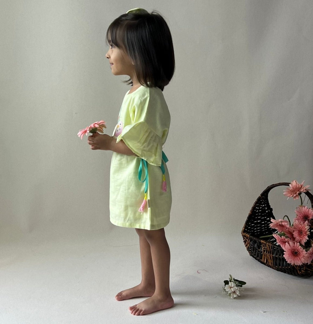 ArthLife Yellow Donuts Embroidered Dress | Grocsy