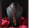 Joban Fashion Women Red Adjustable 2-Line Long Beaded Statement Necklace | Grocsy