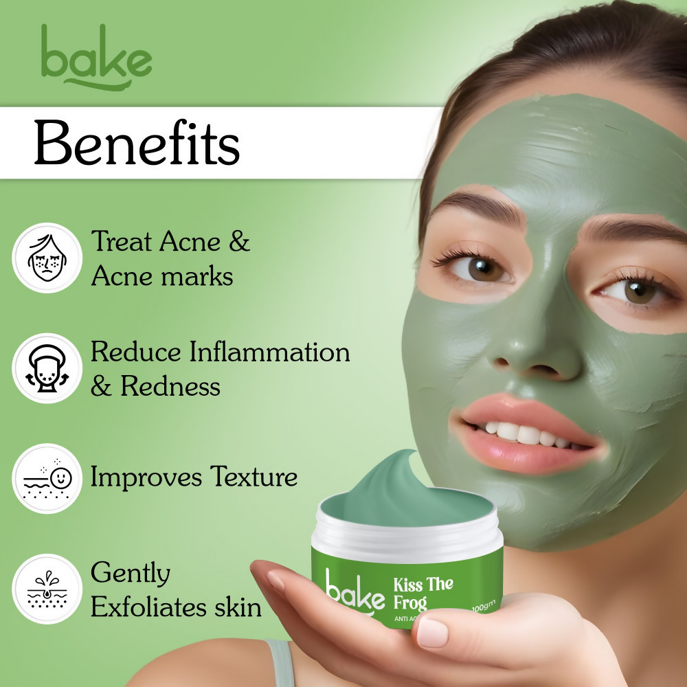 Bake Kiss The Frog Anti Acne Clay Mask With 2% Salicylic Acid & Niacinamide | Grocsy