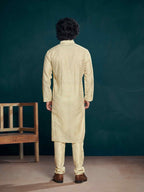 Off White Viscose Designer Sequance Embroidery Work Men's Kurta Set - Mahotsav | Grocsy