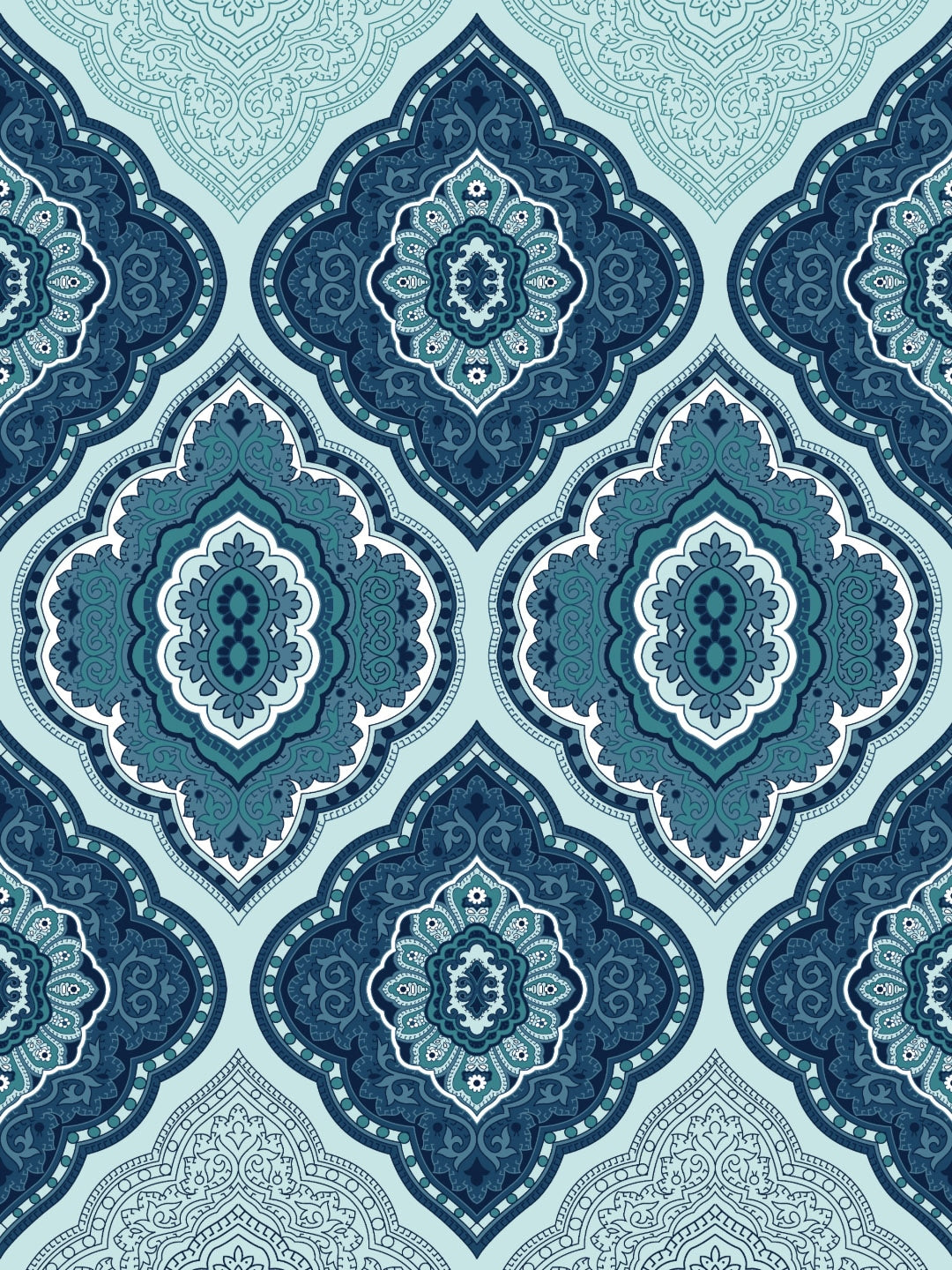 Dreamscape Blue & Turquoise Blue 140 TC Pure Cotton Bedsheet with Pillow Covers | Grocsy