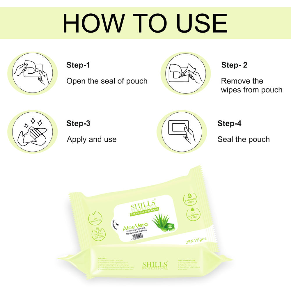 Shills Professional Refreshing Wet Wipes - Aloe Vera | Grocsy